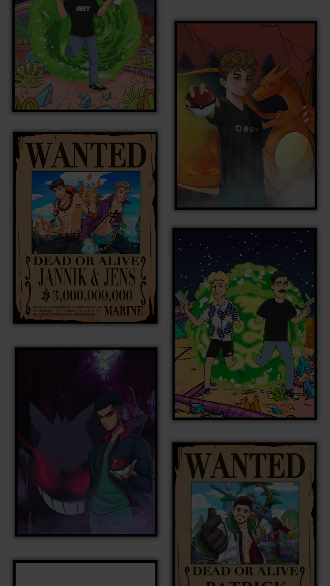 Mehrere Poster von TraumGeschenk übereinander an einer Wand